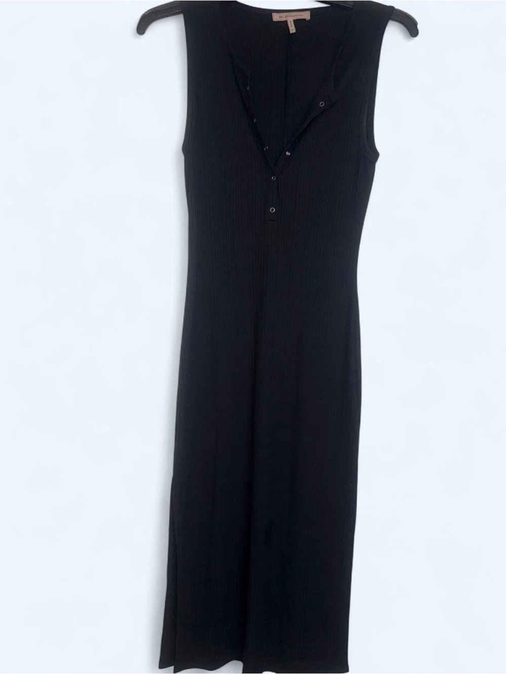 BCBGeneration Black Sleeveless Ribbed Maxi Dress